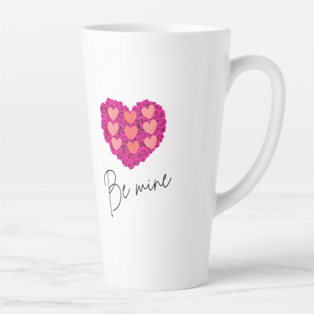 Be Mine Valentine shirt |Rose with Heart Love Latte Mug (Right)