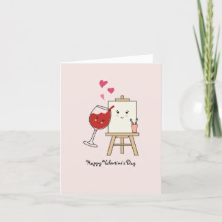 Be Mine Valentines Cards Wine And Paint Cute Card
