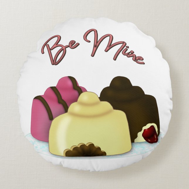 Be Mine Valentine's Day Candy Round Pillow (Front)