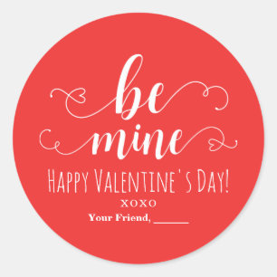 BE MINE Valentine's Day Chic Party Favor Classic Round Sticker