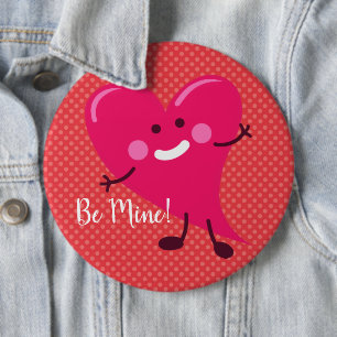 Be Mine! Valentine's Day Cute Heart Character Button