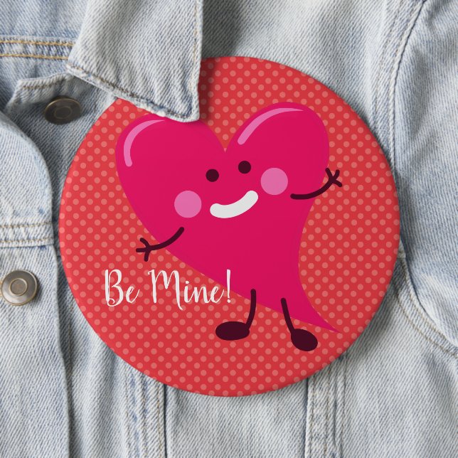 Be Mine! | Valentine's Day Cute Heart Character Button (In Situ)