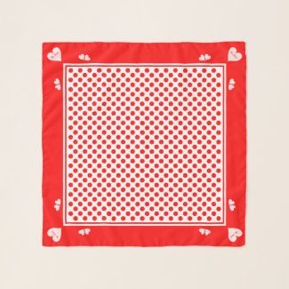 Be Mine Valentine's Day Heart Polka Dots Red Pink Scarf