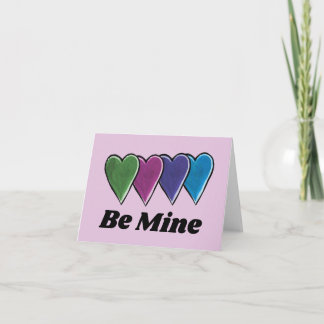 Be Mine Valentine's Day Hearts Lovers Cute         Card
