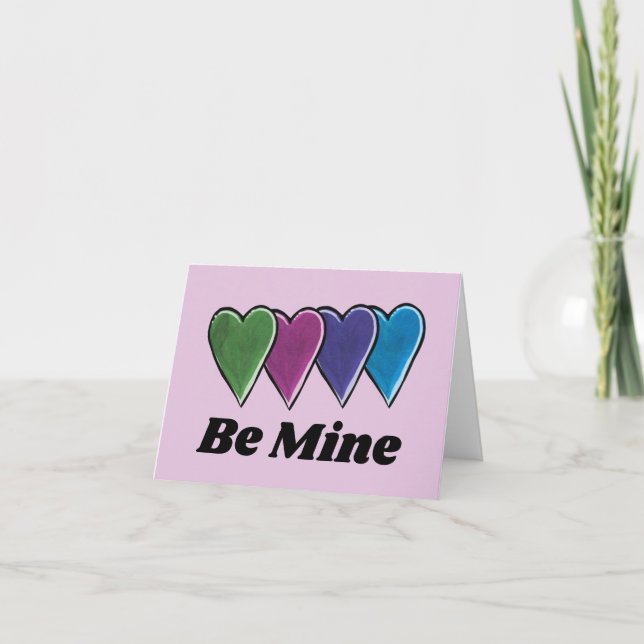 Be Mine Valentine's Day Hearts Lovers Cute         Card (Front)