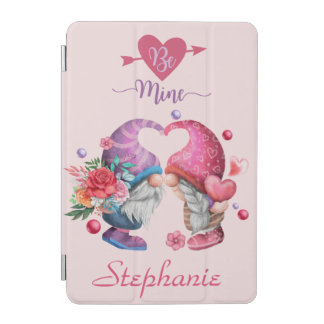 Be Mine Valentine's Gnome Couple Monogrammed iPad Mini Cover