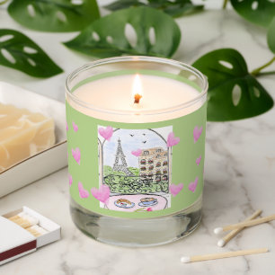 Be Mine Valentines Watercolor Paris Eiffel Tower Scented Candle
