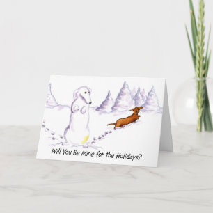 Be Mine Weiner Dog Christmas Card
