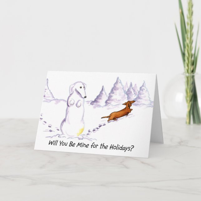 Be Mine Weiner Dog Christmas Card (Front)