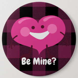 Be Mine?   Whimsical Heart   Valentine Button