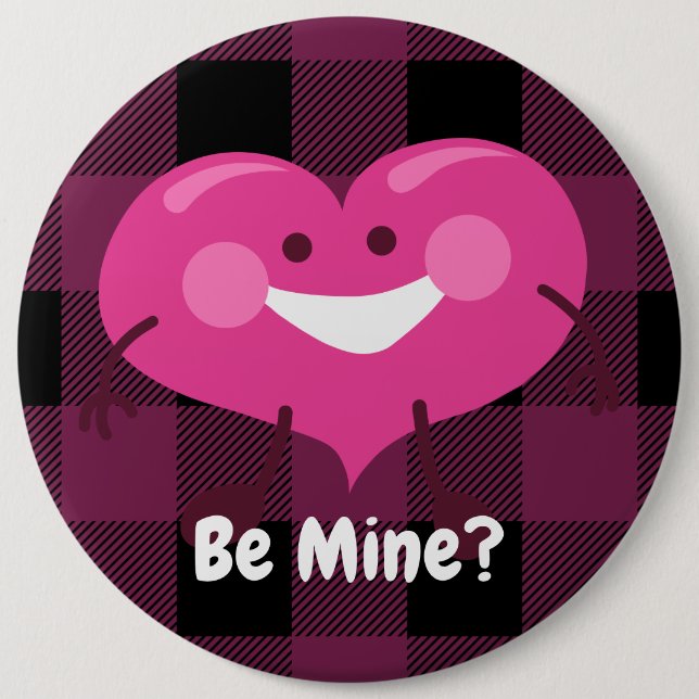Be Mine? | Whimsical Heart | Valentine Button (Front)