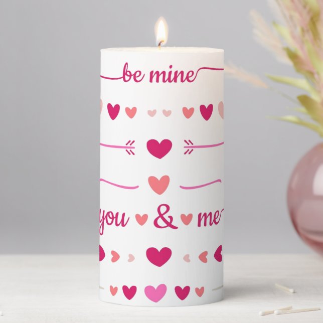 Be Mine  You And Me Valentine's Pillar Candle (In Situ)