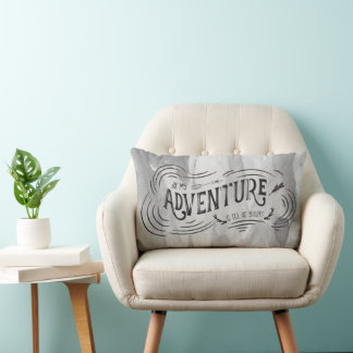 Be My Adventure and I'll Be Yours Gray Watercolor Lumbar Pillow