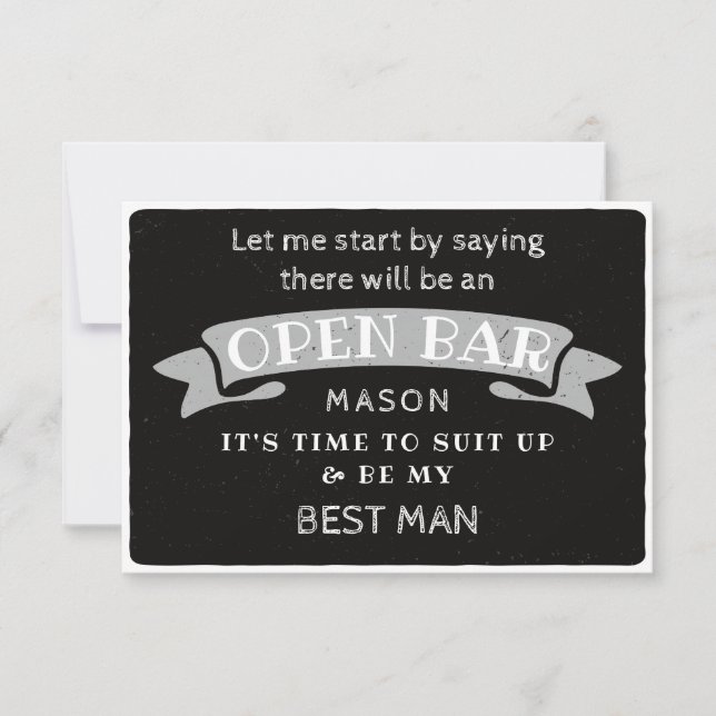 Be My Best Man Card - Funny Open Bar (Front)
