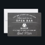 Be My Best Man Card - Rustic Chalkboard<br><div class="desc">Pop the question with this humorous and charming flat card. Personalize the front with his name and the back with your own personal message. Simply edit the name and the message on the back, select a quantity of "1" and add to cart. Create personalized cards for the entire wedding party!...</div>