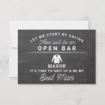 Be My Best Man Card - Rustic Chalkboard<br><div class="desc">Pop the question with this humorous and charming flat card. Personalize the front with his name and the back with your own personal message. Simply edit the name and the message on the back, select a quantity of "1" and add to cart. Create personalized cards for the entire wedding party!...</div>