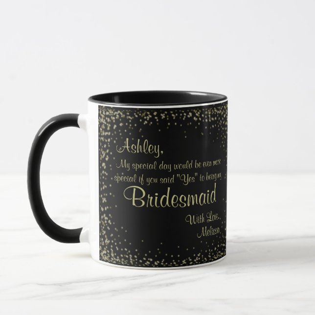 Be My Bridesmaid | Black and Gold Mug (Left)