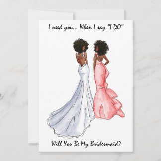 Be My Bridesmaid Card- African American - Afro Invitation