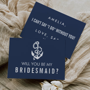 Be My Bridesmaid Card Nautical Rope & Anchor