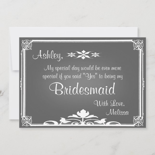 Be My Bridesmaid | Chalkboard Invitation (Front)