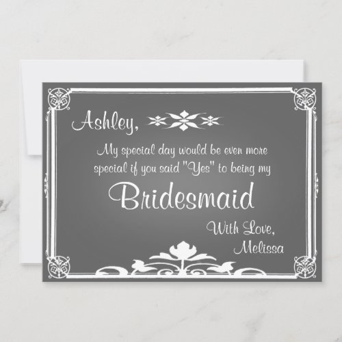 Be My Bridesmaid  Chalkboard Invitation