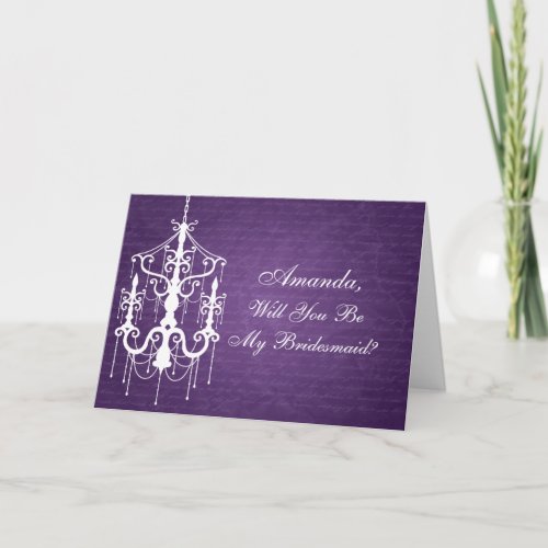 Be My Bridesmaid Chandelier Purple Invitation