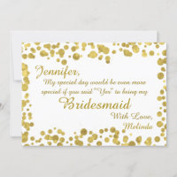 Be My Bridesmaid | Confetti Celebration Gold Invitation
