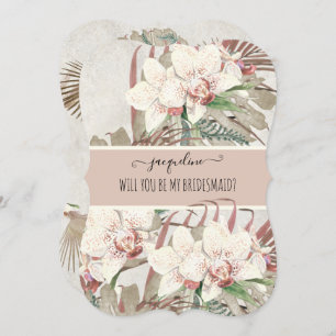 Be my Bridesmaid Elegant Tropical Orchid Floral Invitation