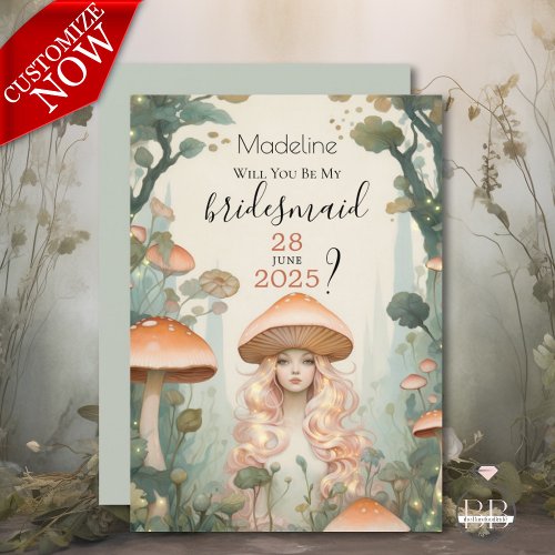 Be my Bridesmaid Enchanted Mushroom Oasis Invitation
