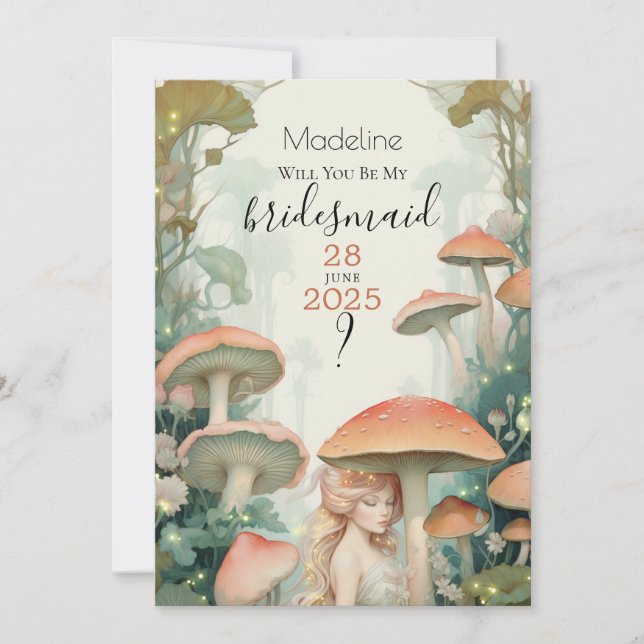Be my Bridesmaid Fairy's Enchanted Woodland  Invitation (Front)