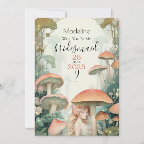 Be my Bridesmaid Fairys Enchanted Woodland  Invitation