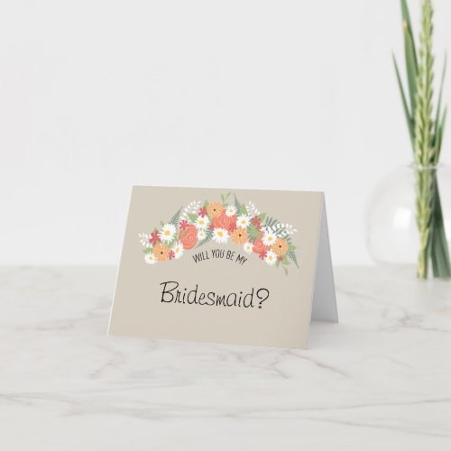 Be My Bridesmaid Floral Wreath Invitation