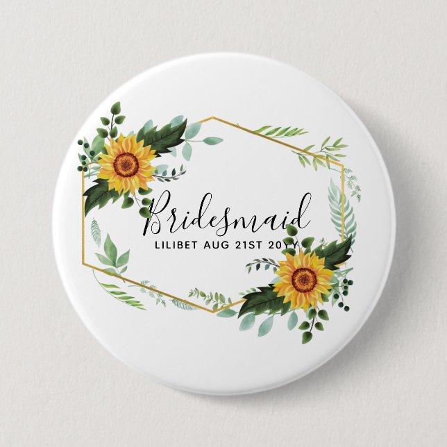 Be My Bridesmaid Flowergirl Maid Honor Thank You Button (Front)