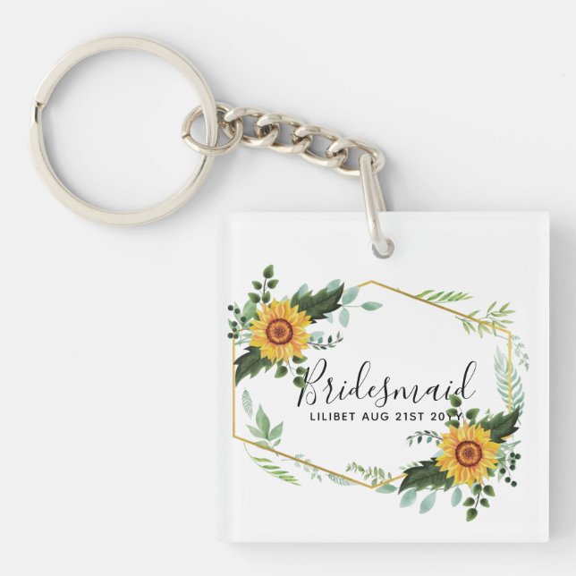 Be My Bridesmaid Flowergirl Maid Honor Thank You Keychain (Front)