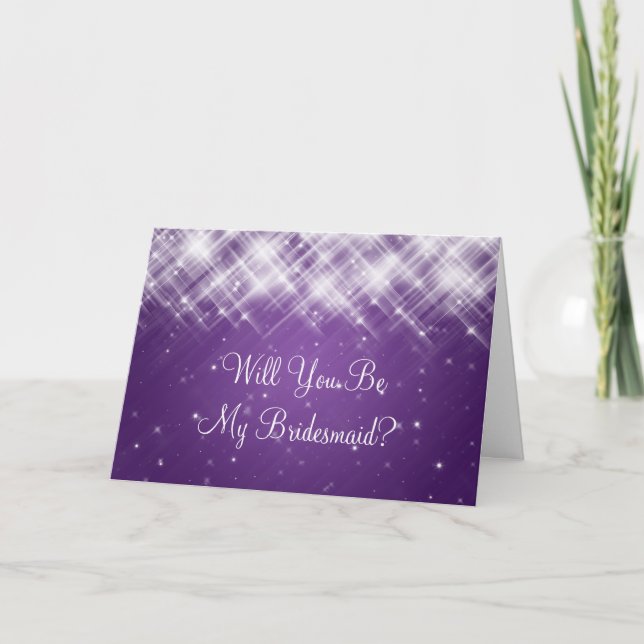 Be My Bridesmaid Glamorous Sparks Purple Invitation (Front)