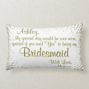 Be My Bridesmaid Gold Confetti Coffee Mug Lumbar Pillow
