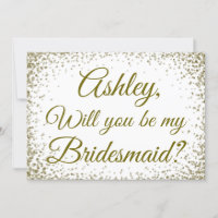 Be My Bridesmaid | Gold Confetti Glitter Invitation