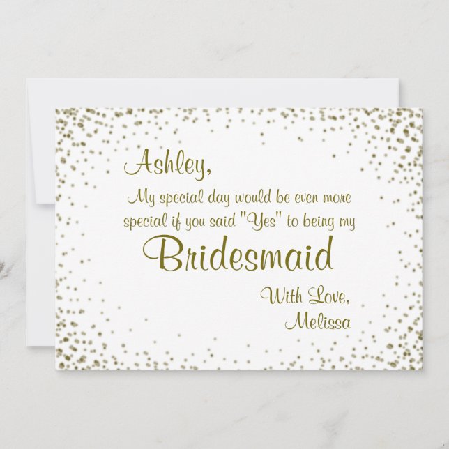 Be My Bridesmaid | Gold Confetti Invitation (Front)