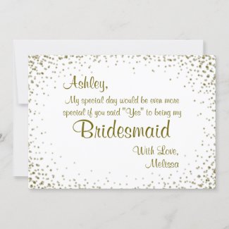 Be My Bridesmaid Gold Confetti Invitation
