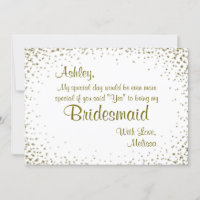 Be My Bridesmaid | Gold Confetti Invitation