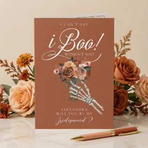 Be My Bridesmaid? Gothic Skeleton Floral Bouquet Card