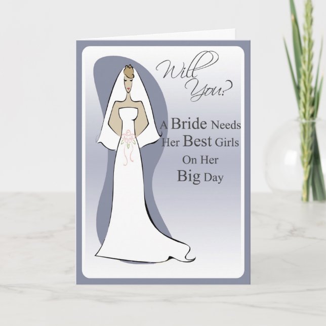 Be My Bridesmaid Invitation for Bridal Attendants (Front)