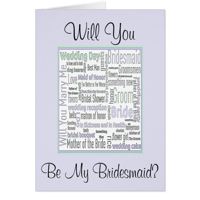 Be My Bridesmaid Invitation for Bridal Attendants Cards