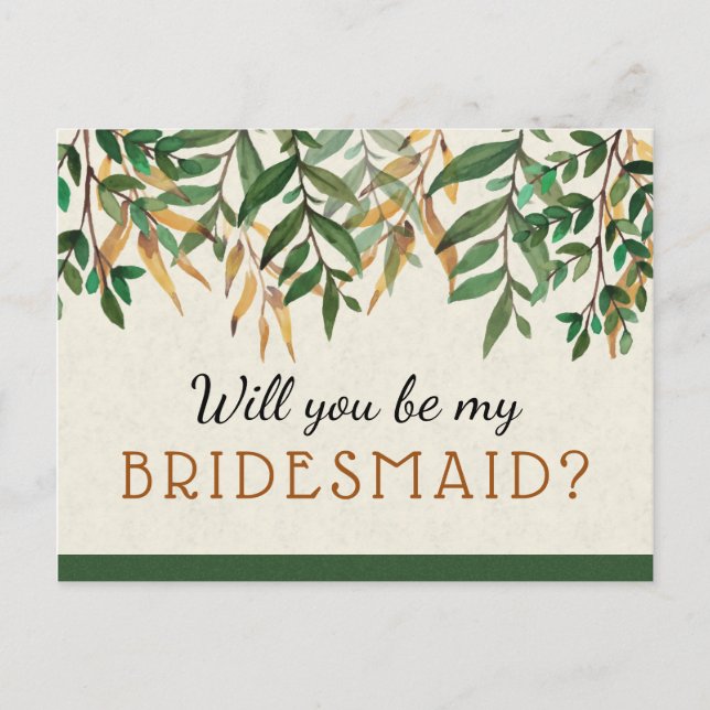 Be My Bridesmaid Invitation Postcard (Front)