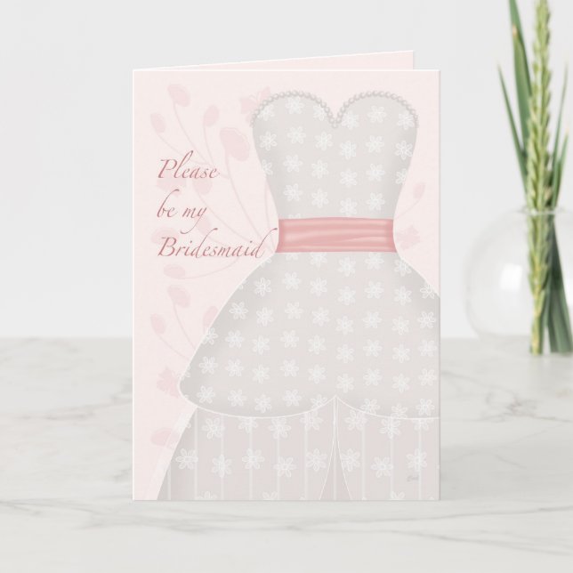 Be My Bridesmaid Lace Gown Coral Invitation (Front)