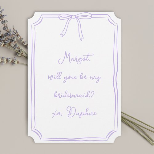 Be my bridesmaid Lavender Coquette Bow Proposal Invitation