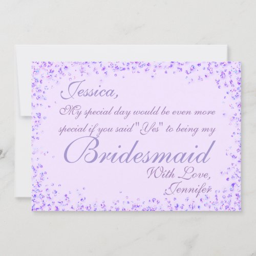 Be My Bridesmaid  Lavender Plum Confetti Invitation