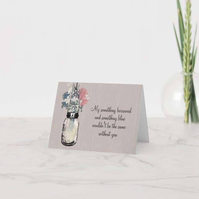 Be My Bridesmaid - Mason Jar and Wildflowers Invitation (Front)