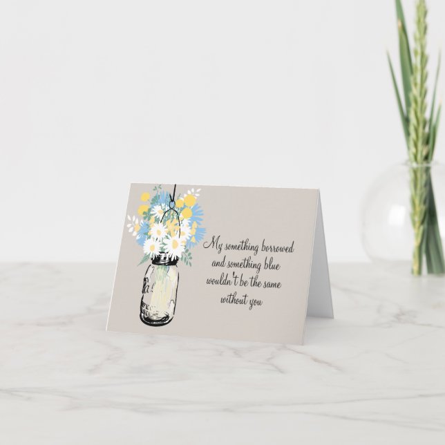 Be My Bridesmaid - Mason Jar and Wildflowers Invitation (Front)