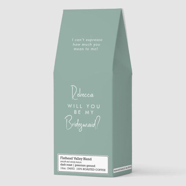 Be My Bridesmaid Mint Green Script Wedding Party Roasted Coffee (Front)